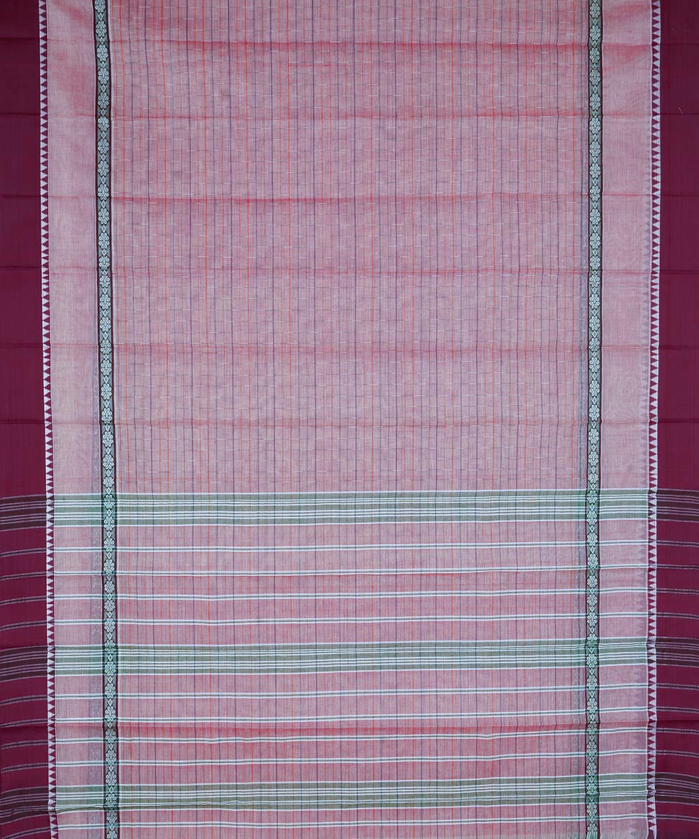 Peach maroon cotton handloom narayanapet saree