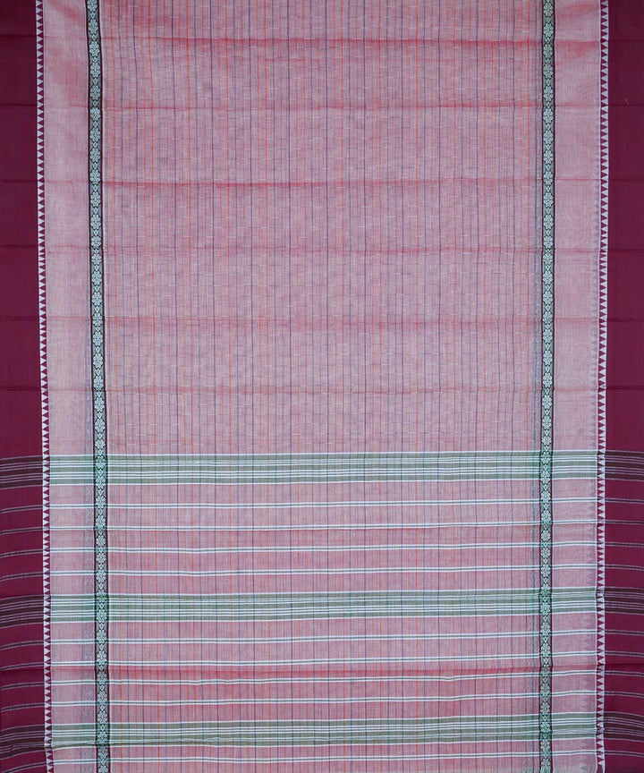 Peach maroon cotton handloom narayanapet saree