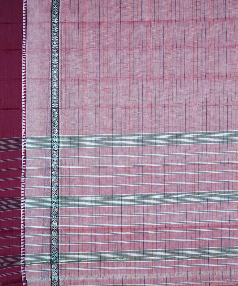 Peach maroon cotton handloom narayanapet saree