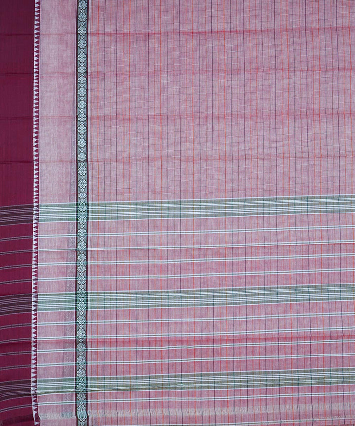 Peach maroon cotton handloom narayanapet saree