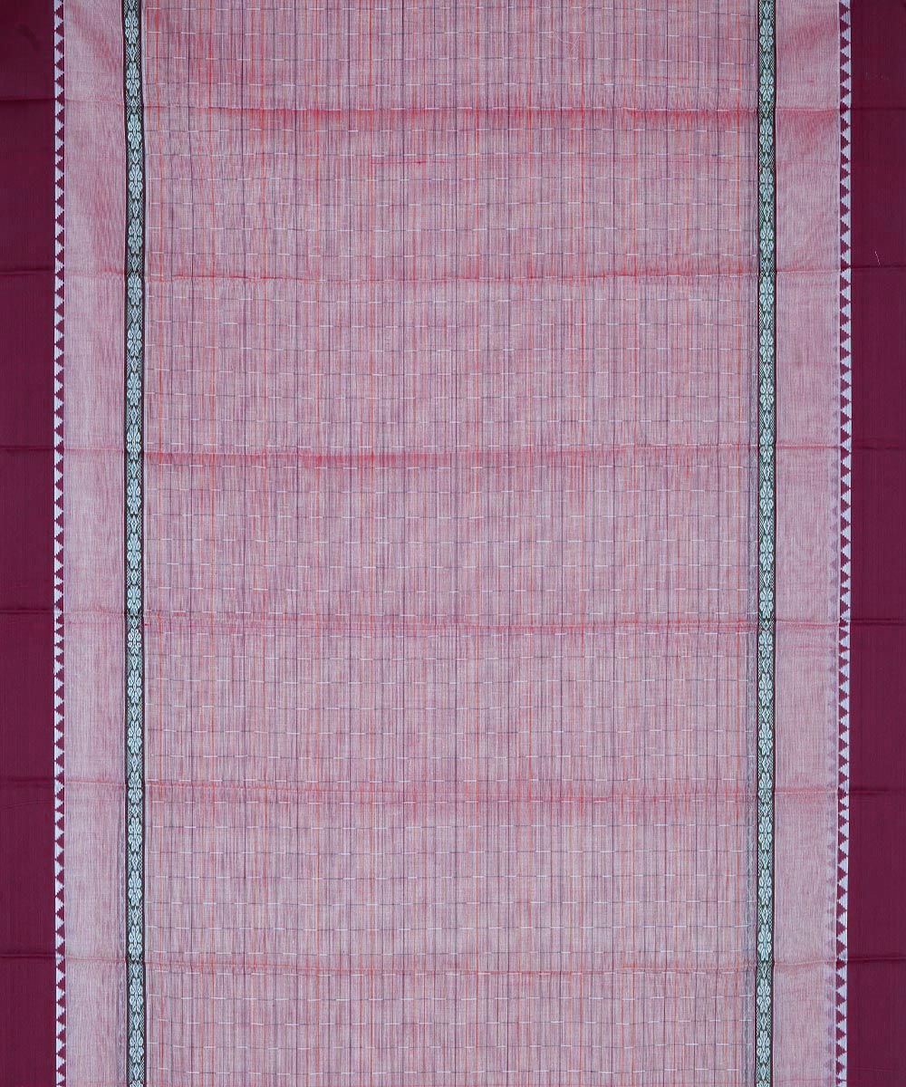 Peach maroon cotton handloom narayanapet saree