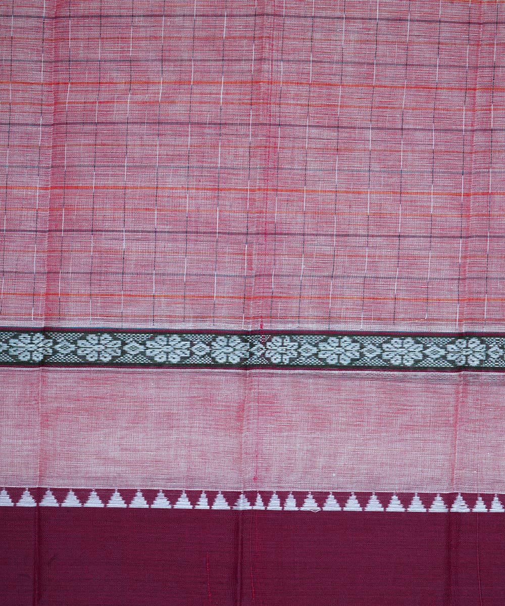 Peach maroon cotton handloom narayanapet saree
