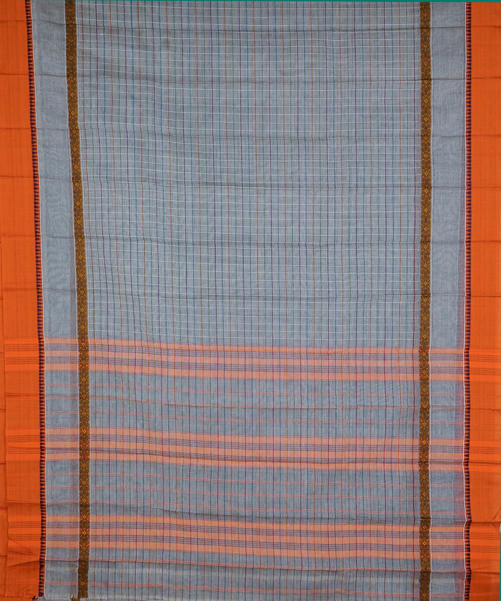 Grey orange cotton handloom narayanapet saree