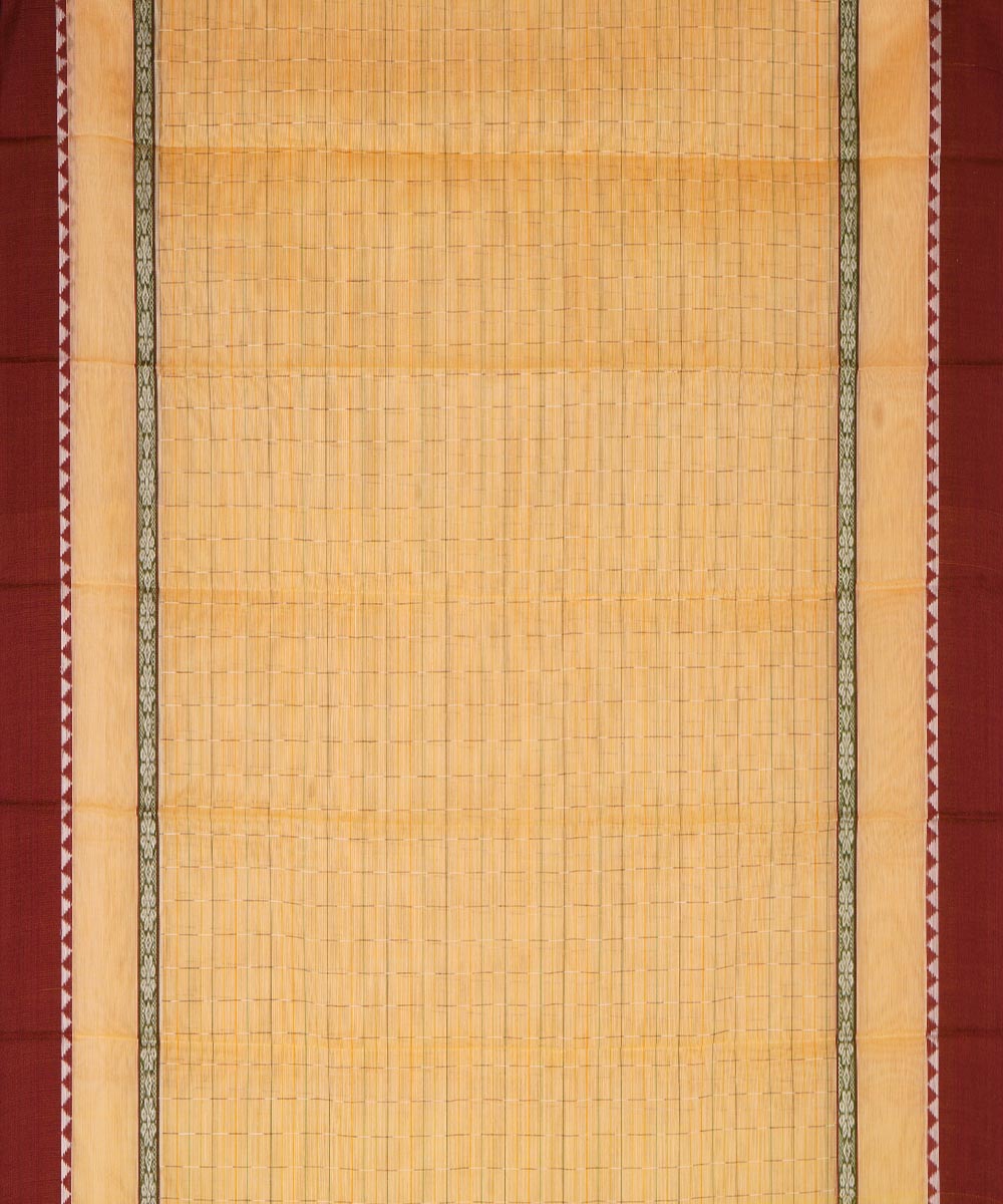 Cream maroon cotton handwoven narayanapet saree