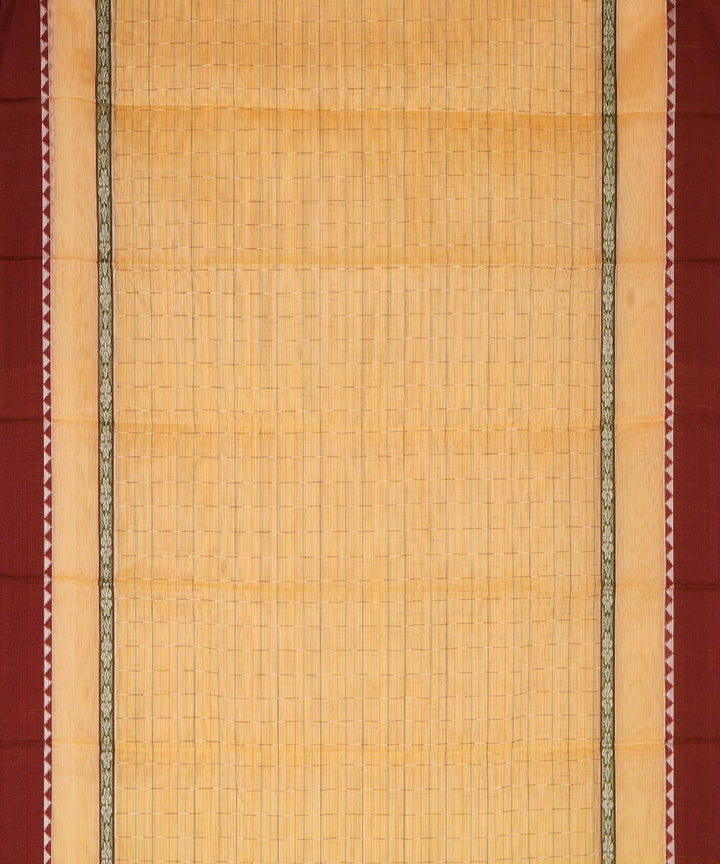 Cream maroon cotton handwoven narayanapet saree