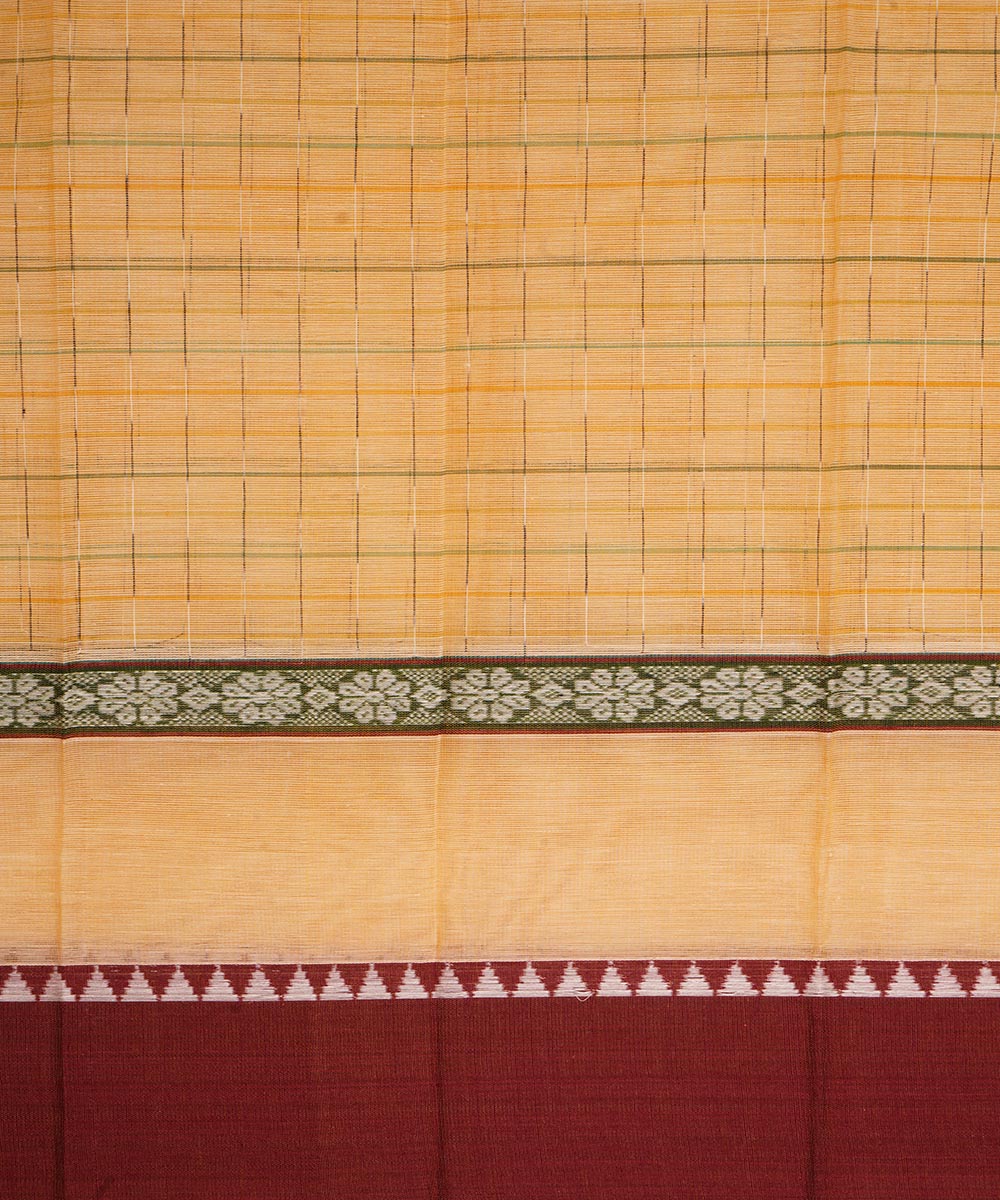 Cream maroon cotton handwoven narayanapet saree