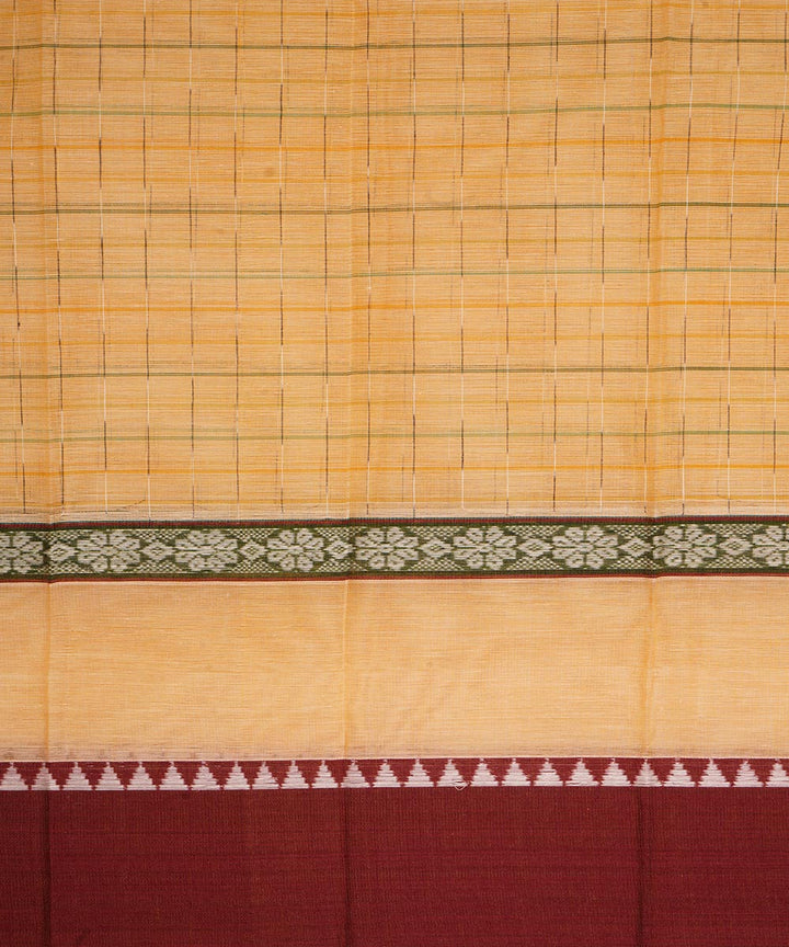 Cream maroon cotton handwoven narayanapet saree