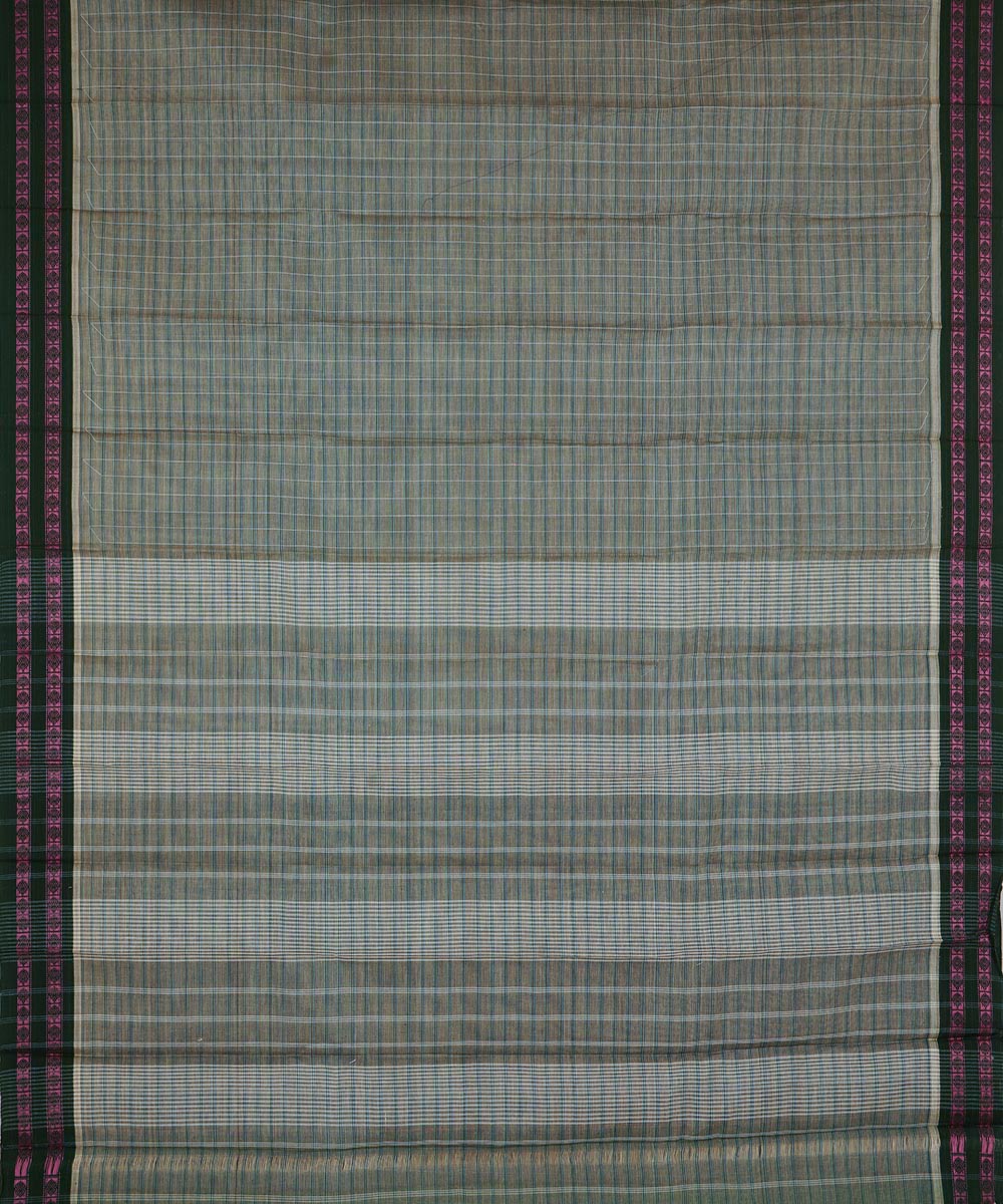 Grey brown cotton handwoven narayanapet saree