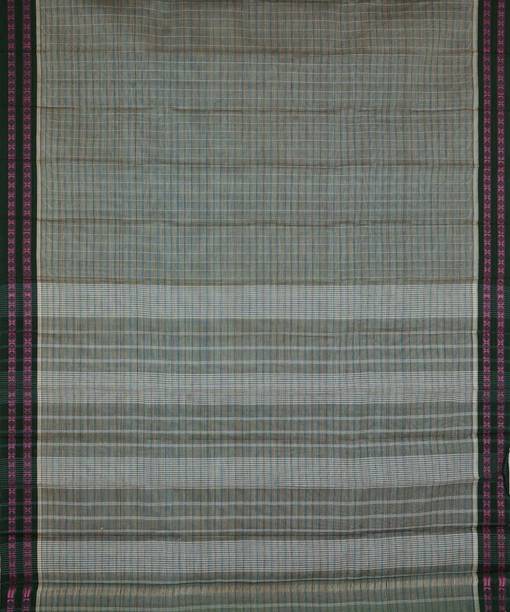 Grey brown cotton handwoven narayanapet saree