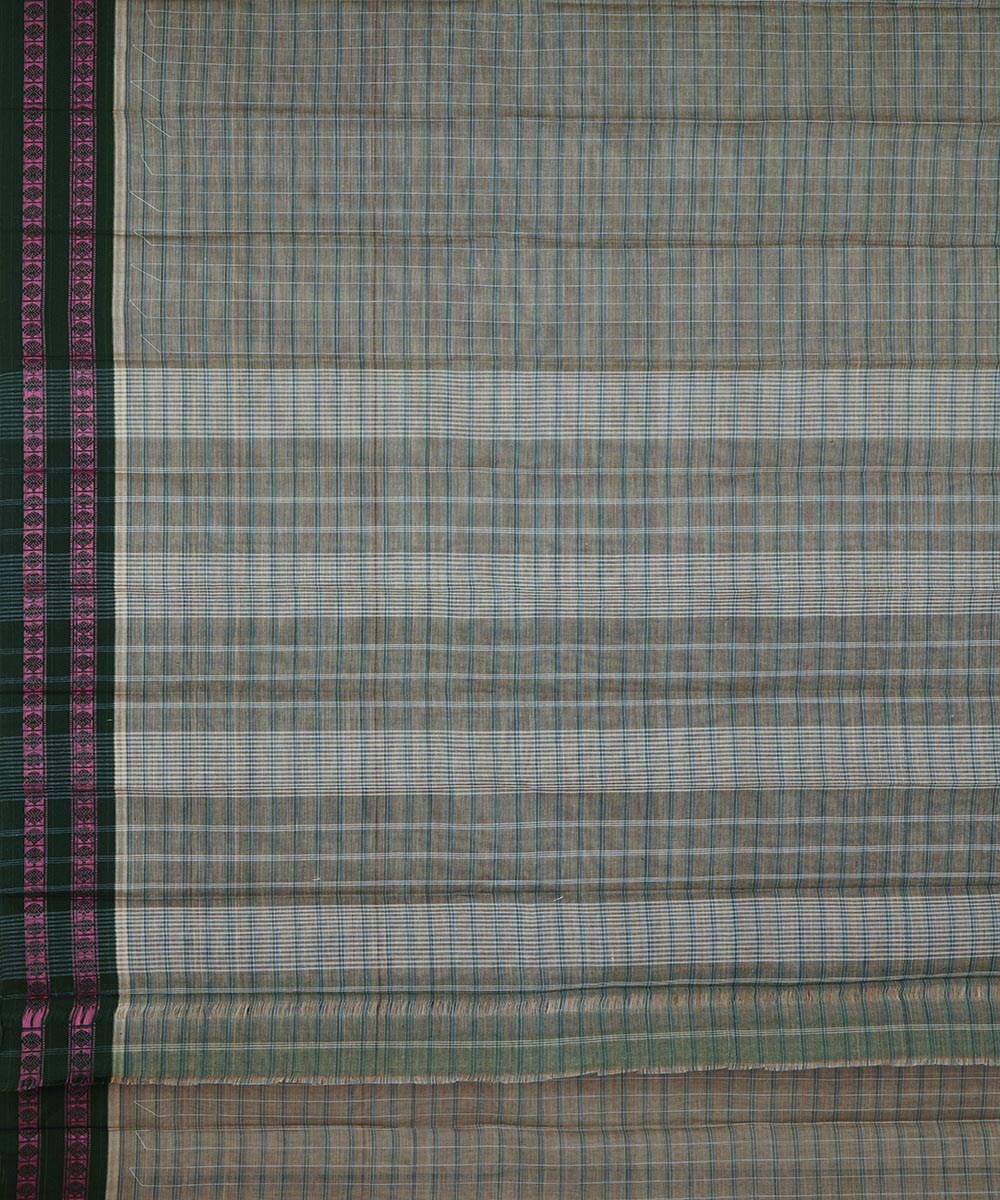 Grey brown cotton handwoven narayanapet saree