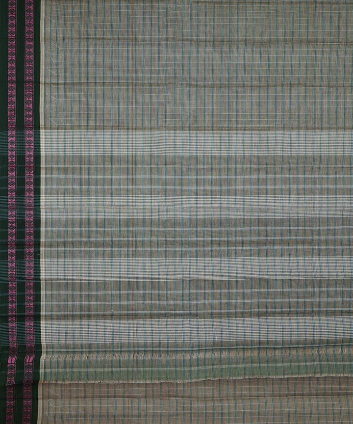 Grey brown cotton handwoven narayanapet saree