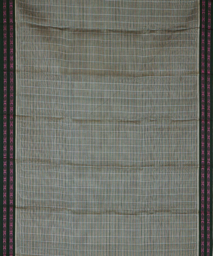 Grey brown cotton handwoven narayanapet saree