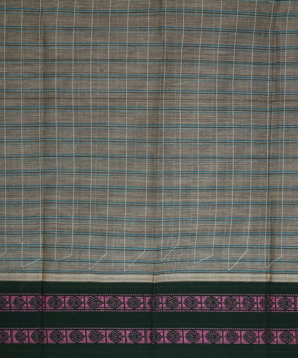Grey brown cotton handwoven narayanapet saree