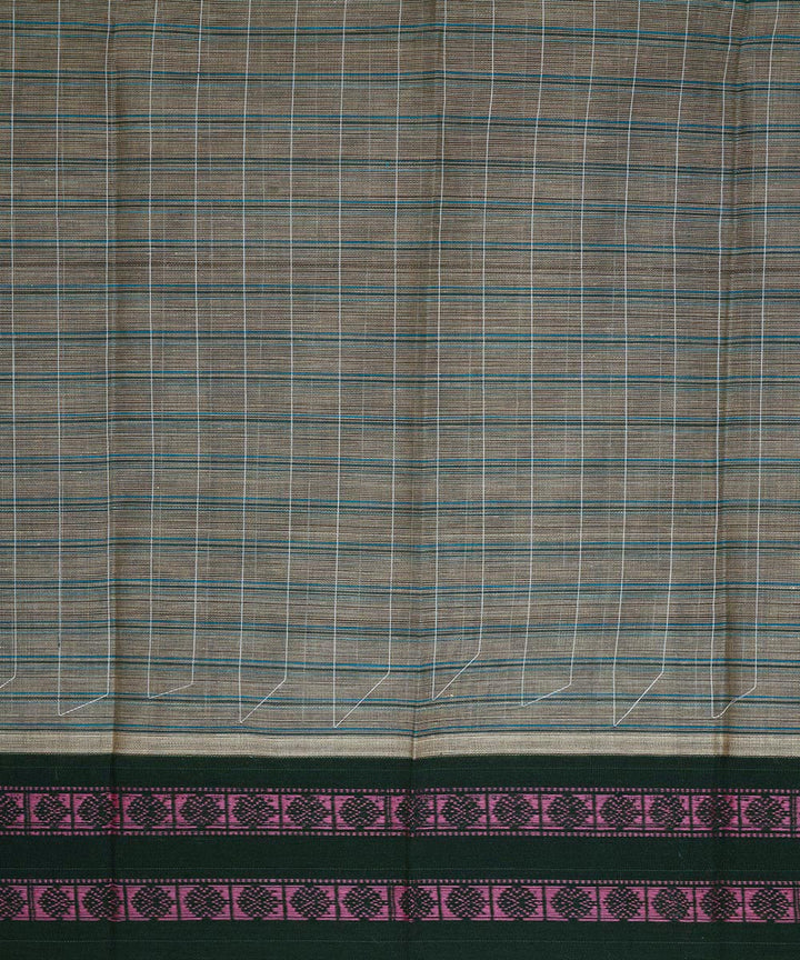 Grey brown cotton handwoven narayanapet saree
