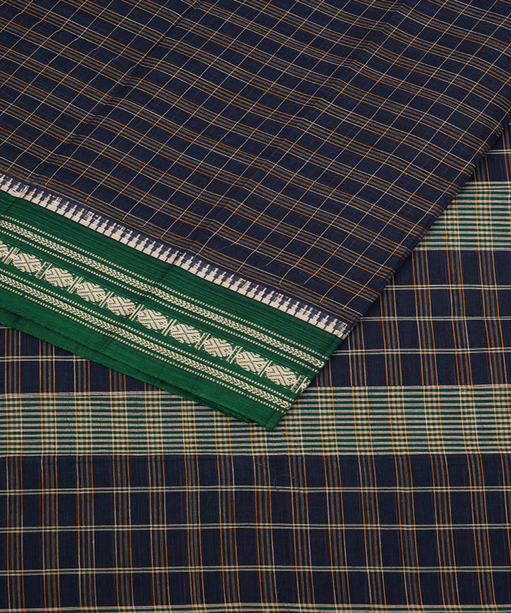 Navy blue green cotton handwoven narayanapet saree