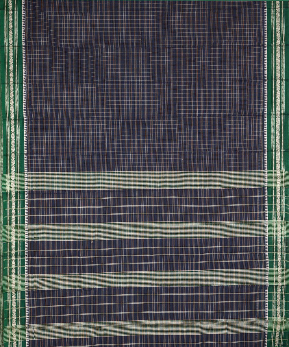 Navy blue green cotton handwoven narayanapet saree