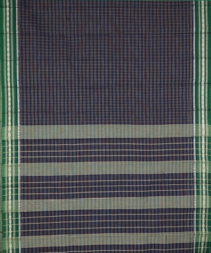 Navy blue green cotton handwoven narayanapet saree