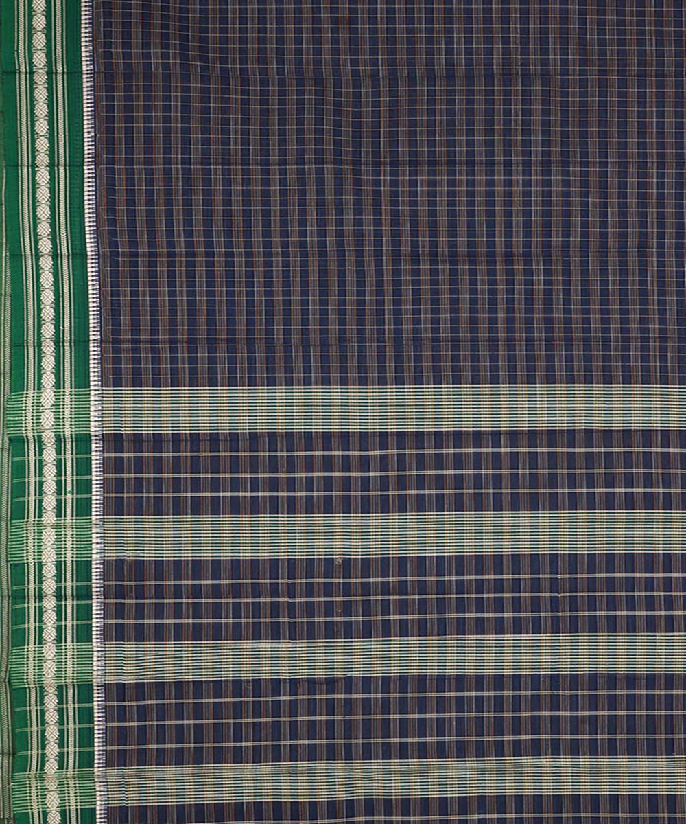 Navy blue green cotton handwoven narayanapet saree