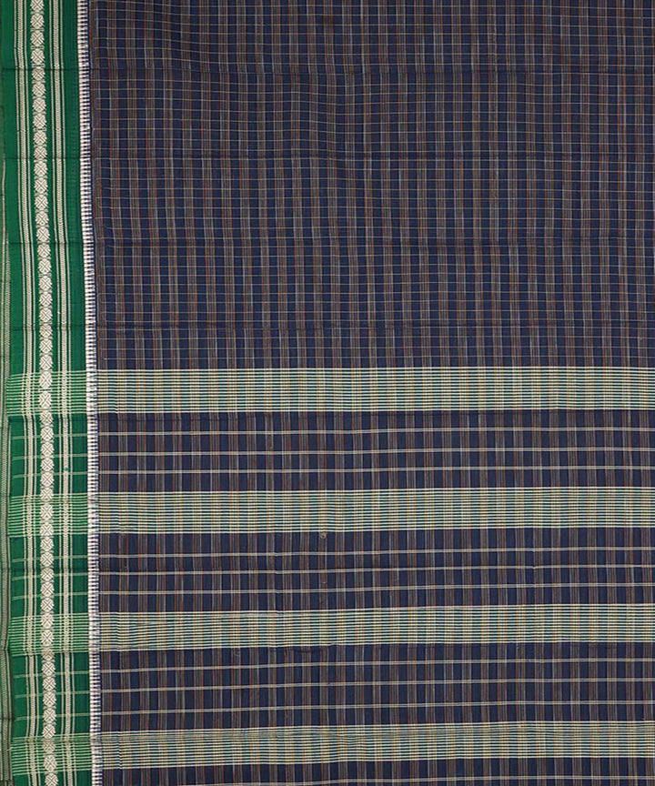 Navy blue green cotton handwoven narayanapet saree