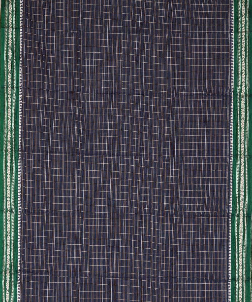 Navy blue green cotton handwoven narayanapet saree