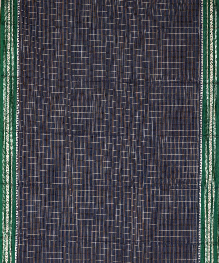 Navy blue green cotton handwoven narayanapet saree