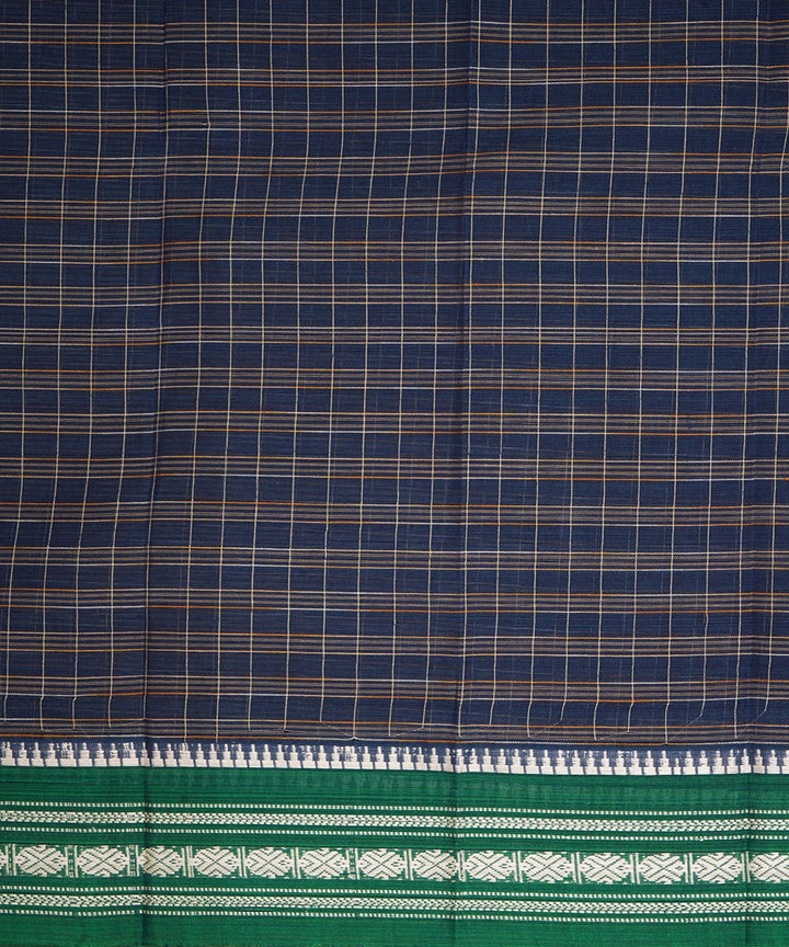 Navy blue green cotton handwoven narayanapet saree