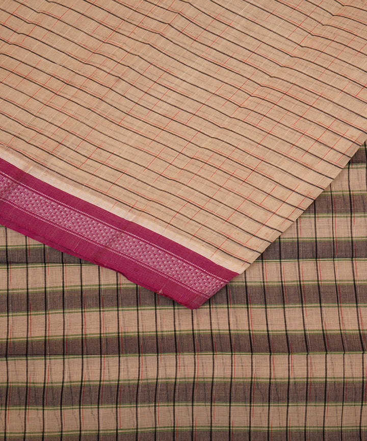 Peach pink cotton handwoven narayanapet saree