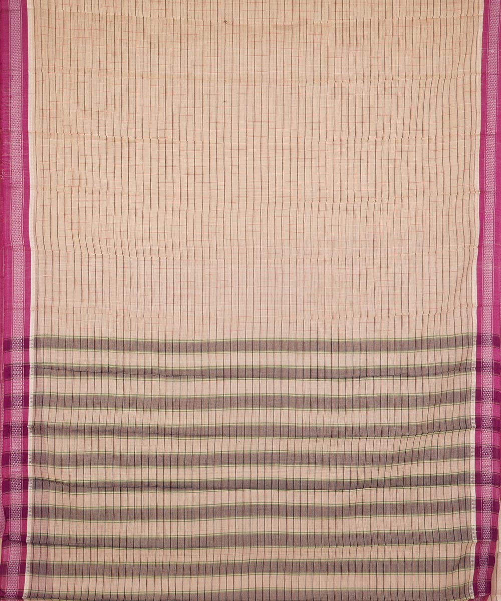 Peach pink cotton handwoven narayanapet saree