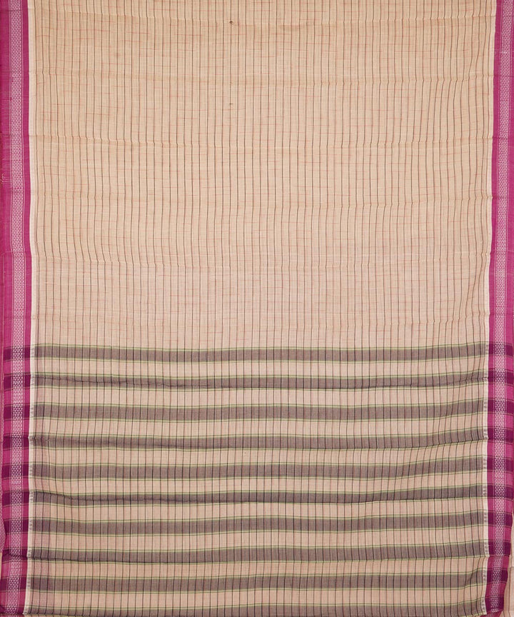 Peach pink cotton handwoven narayanapet saree