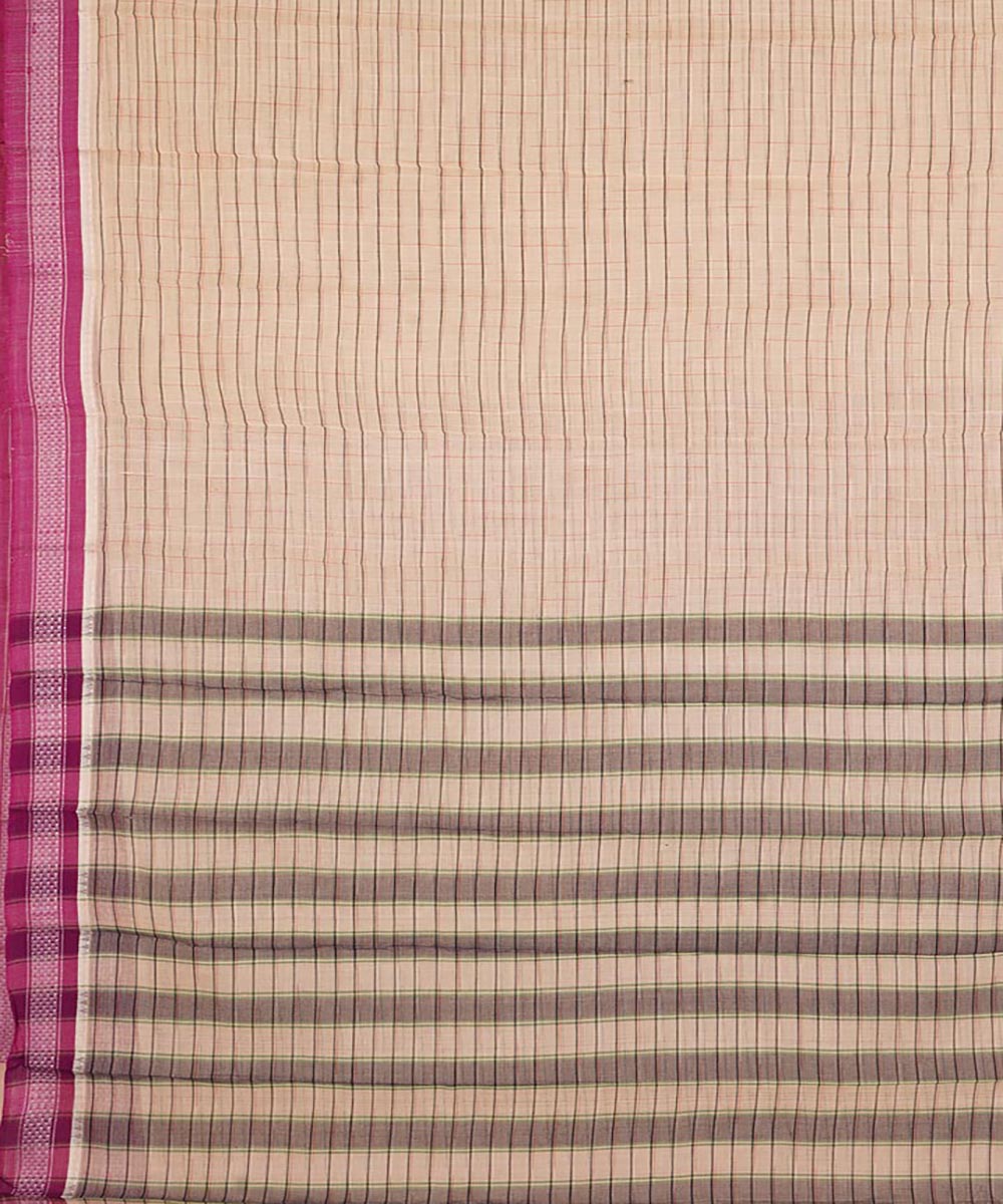Peach pink cotton handwoven narayanapet saree