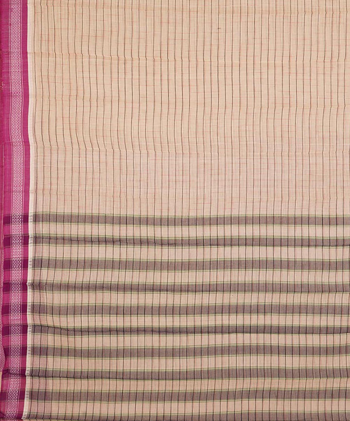 Peach pink cotton handwoven narayanapet saree