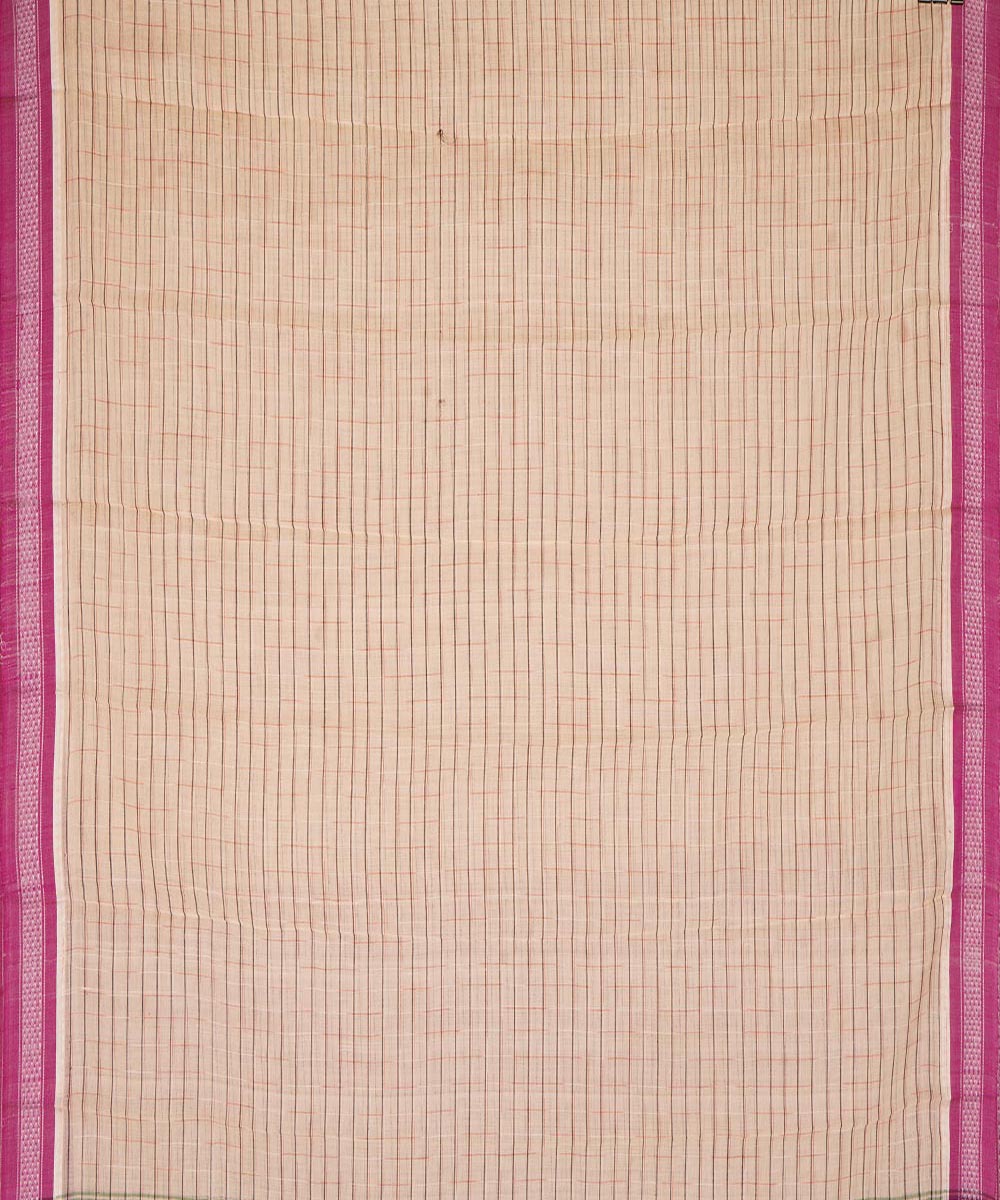 Peach pink cotton handwoven narayanapet saree