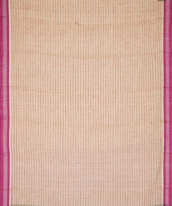 Peach pink cotton handwoven narayanapet saree