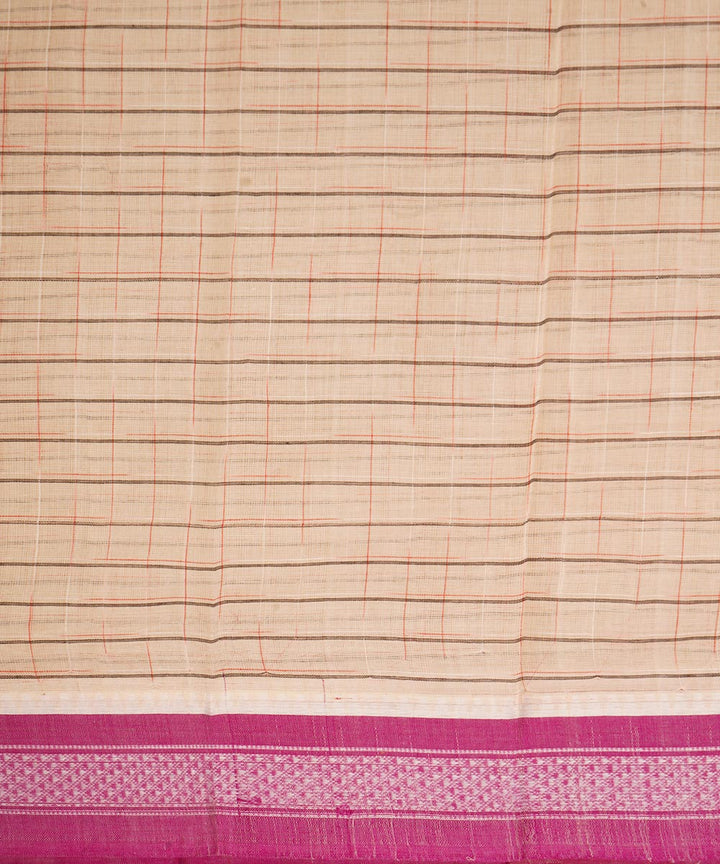Peach pink cotton handwoven narayanapet saree