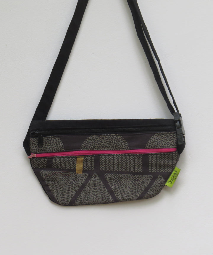 Black grey handcrafted cotton bag
