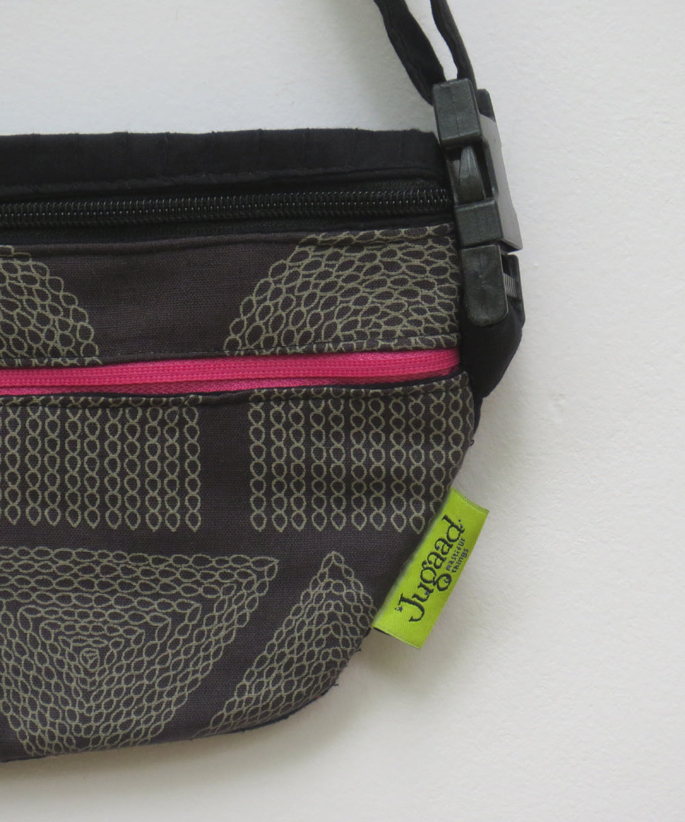 Black grey handcrafted cotton bag