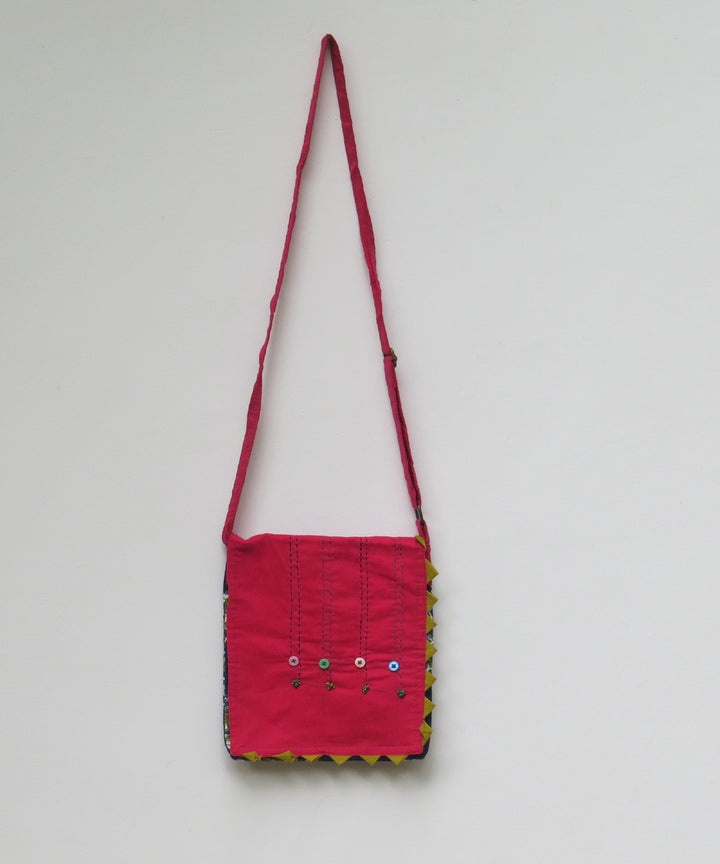 Pink handcrafted cotton sling bag