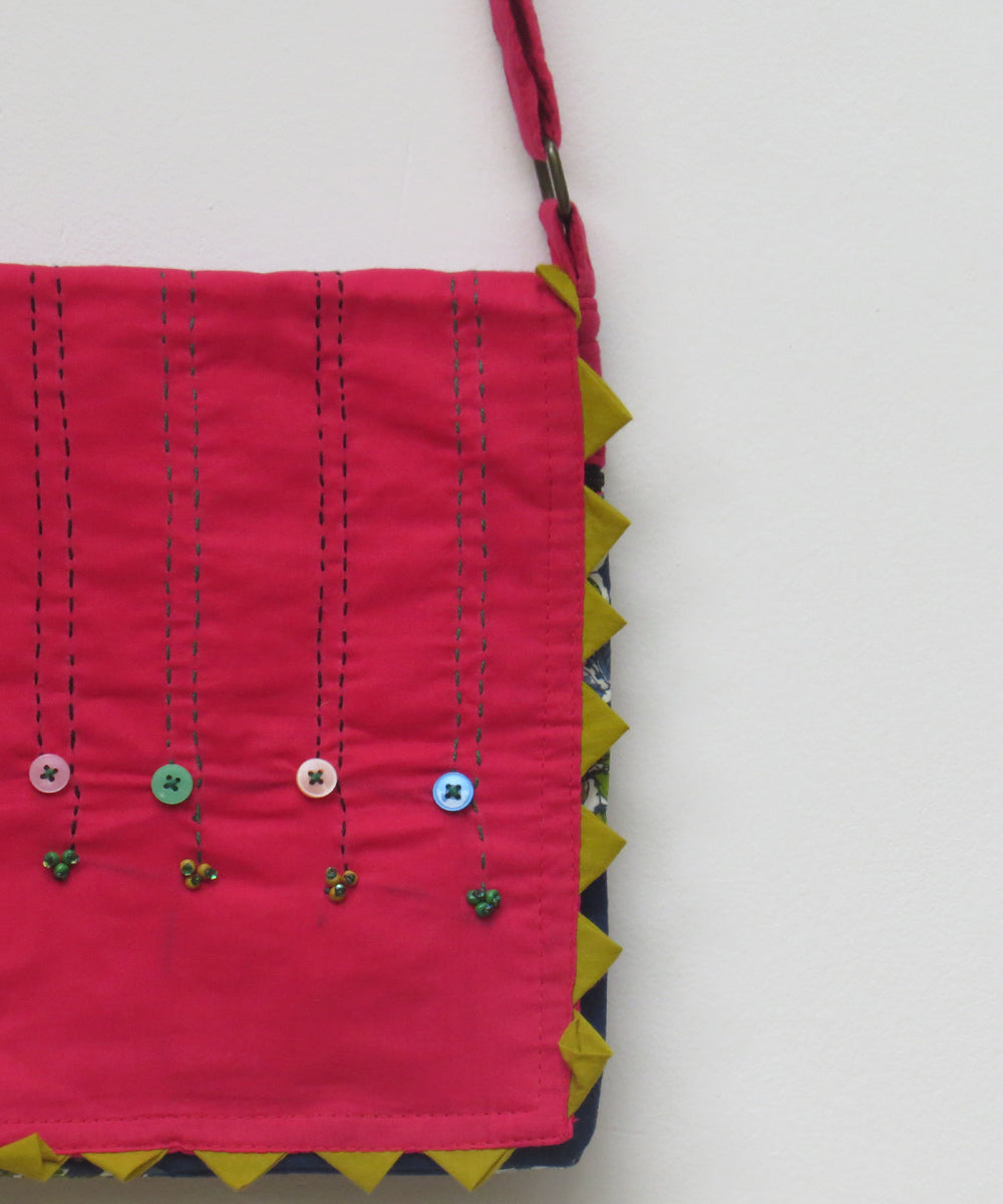 Pink handcrafted cotton sling bag