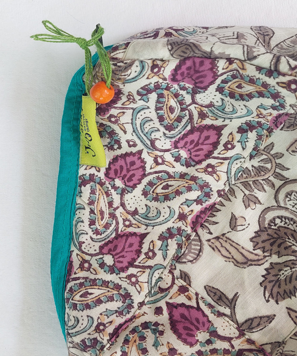 Multicolor katta toilet cotton pouch(Small)