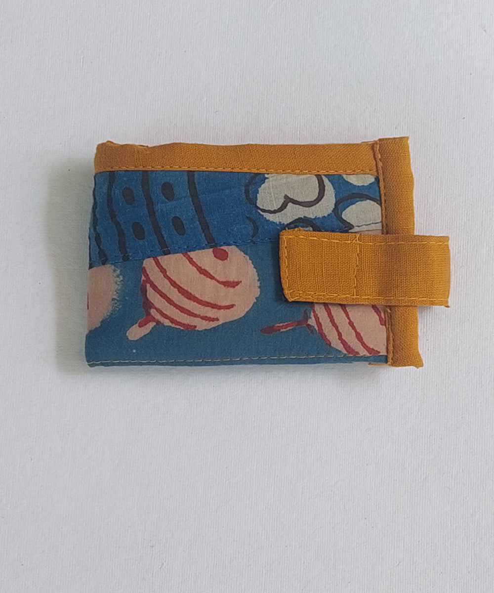 Blue yellow handcrafted cotton ladies wallet