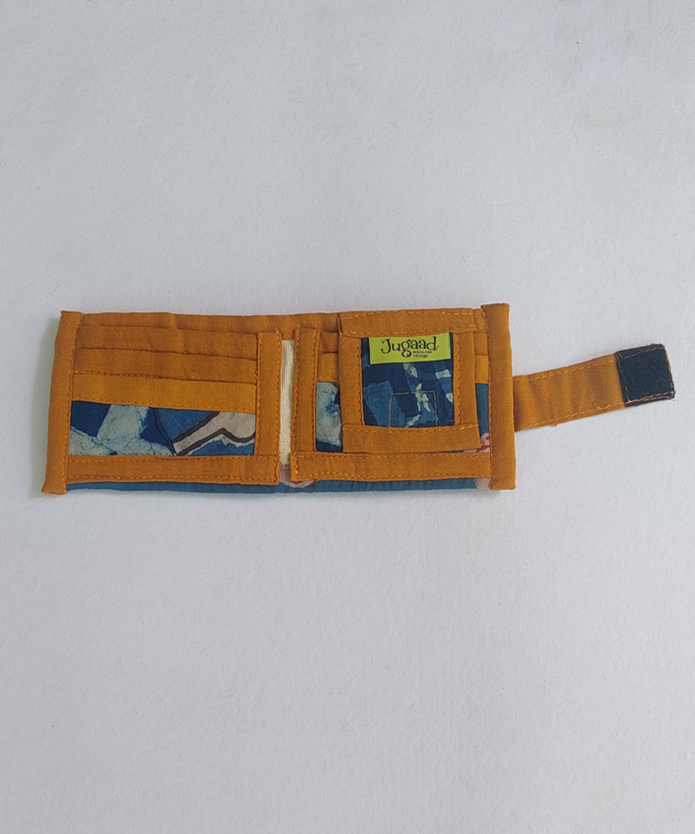 Blue yellow handcrafted cotton ladies wallet