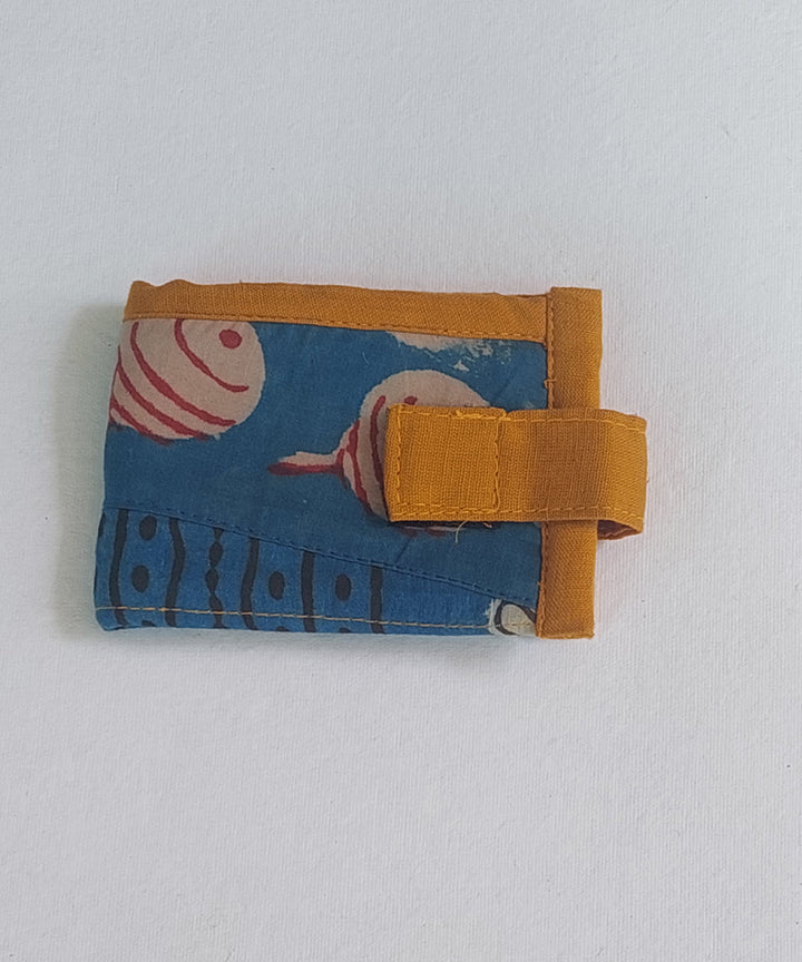 Blue yellow handmade cotton ladies wallet