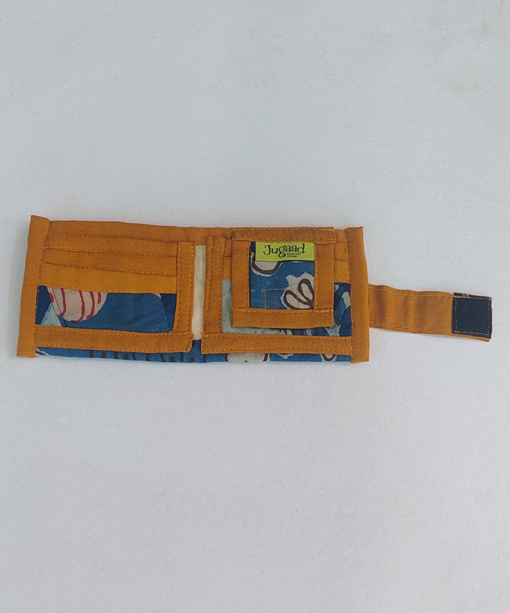 Blue yellow handmade cotton ladies wallet