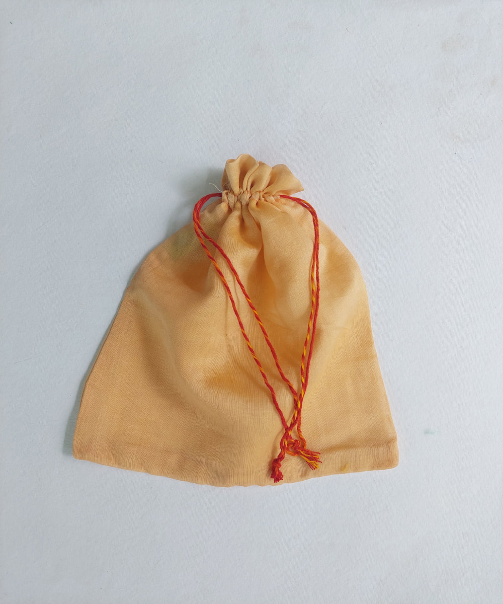 Handcrafted peach cotton makeup pouch