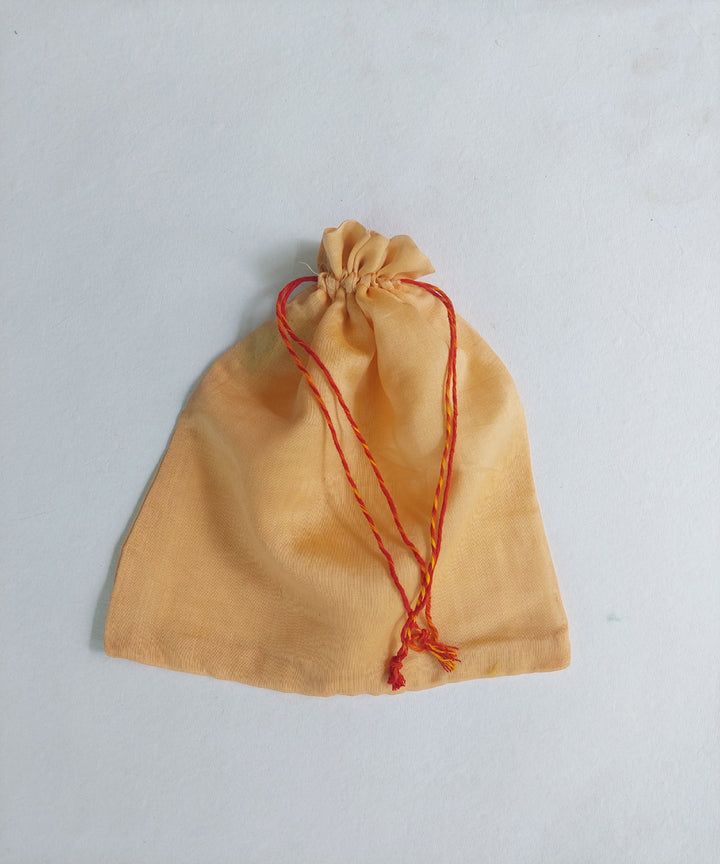 Handcrafted peach cotton makeup pouch