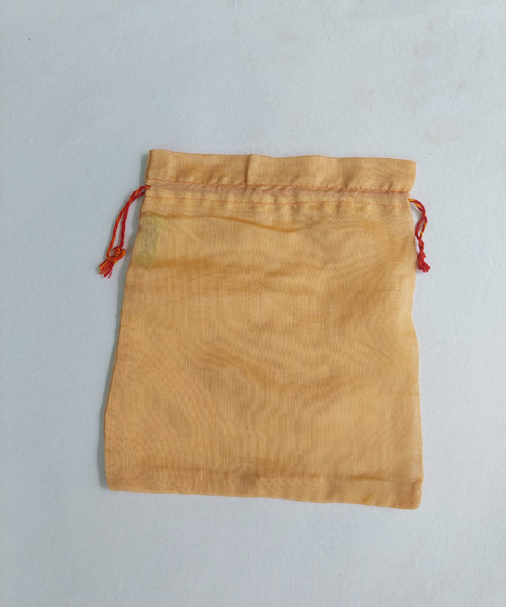 Handcrafted peach cotton makeup pouch