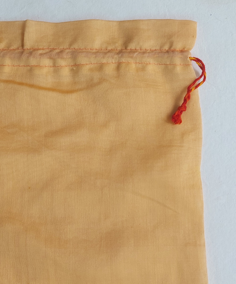 Handcrafted peach cotton makeup pouch