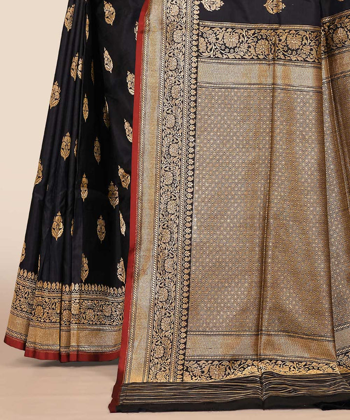 Black handwoven banarasi silk saree