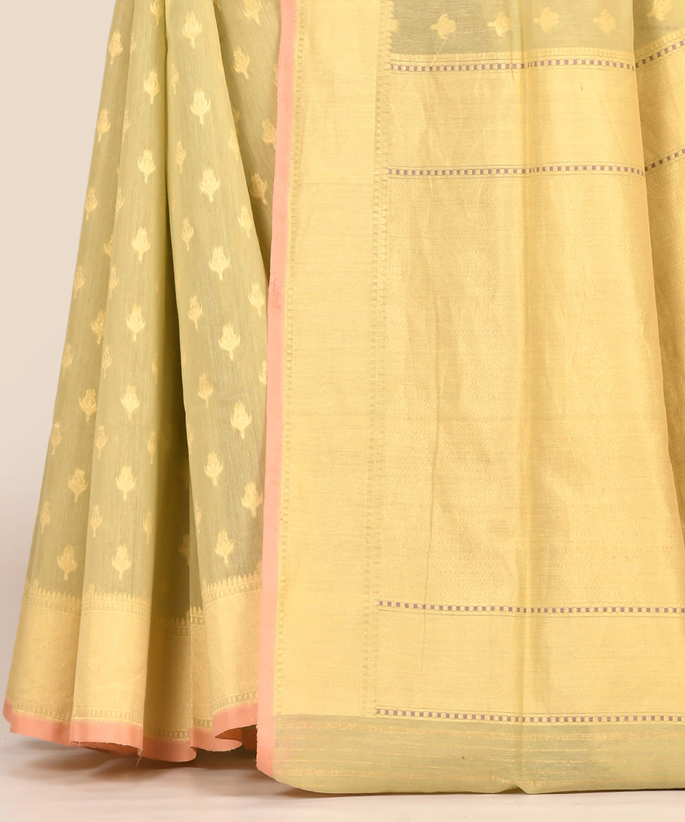 Light yellow hanwoven banarasi silk saree