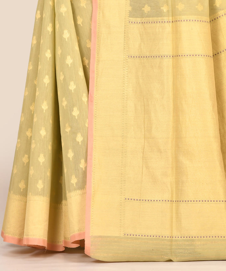 Light yellow hanwoven banarasi silk saree